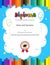 Kids Diploma or certificate template with colorful stripe background