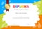 Kids Diploma or certificate template with hand drawing cartoon s