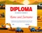 Kids diploma with construction industry machinery