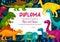 Kids diploma with dinosaurs vector template