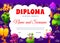 Kids diploma with fantasy forest magic trees
