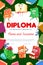 Kids diploma with funny books cartoon characters
