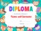 Kids diploma with funny owls and owlets template