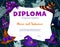 Kids diploma with Halloween ghosts, witch hats