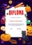 Kids diploma with Halloween vector characters