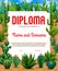 Kids diploma. mexican prickly cactus succulents