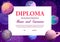 Kids diploma with space planets, award certificate