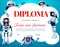 Kids diploma template with robots or AI androids