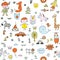 Kids doodle seamless pattern for the kindergarten, cute design. Vector illustration