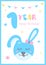 Kids doodles postcard with rabbit