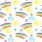 Kids Doodles Seamless Pattern with rainbow