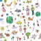 Kids drawing funny seamless pattern - cute