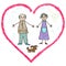 Kids Drawing. Grandparents and their dog in a heart shape