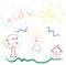 Kids drawing picture - vector