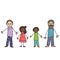 Kids Drawing. Same sex parents. Two-dad family. Adoptive family. Vector illustration