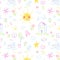 Kids drawing seamless pattern. Colorful childish doodles primitive wallpaper, crayons naive painting, sketches summer