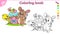 Kids Easter coloring book with chick and rabbit