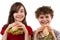 Kids eating healthy sandwiches