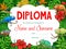 Kids education diploma with cartoon chameleons
