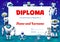Kids education diploma, robots, cyborgs and droids