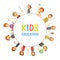Kids Education Round Frame Cartoon Emblem