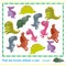 Kids educational game.Vector illustration of kids puzzle with cartoon dinosaur