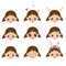 Kids emoji. Cute girl faces with emotions. Vector mood icons