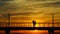 Kids enjoying a sunset from a Brazilian dock by the sea