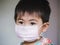 Kids in face mask. child wear facemask during coronavirus and flu outbreak. Virus and illness protection