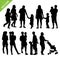 Kids and family silhouette vector