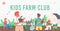 Kids Farm Club Landing Page Template. Children Gardening Work. Little Gardeners Boys or Girls Planting, Care of Plants