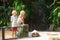 Kids feed animals at petting zoo