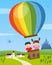 Kids Flying on Hot Air Balloon