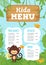 Kids food menu design template