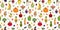 Kids in fruits and vegetables costumes seamless pattern, kids design, fruit carnival, kids theater, fruits and