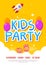 Kids fun party celebration flyer design template. Child event banner decoration. Birthday invitation poster background
