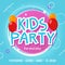 Kids fun party celebration flyer design template. Child event banner decoration. Birthday invitation poster background