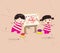 kids funny painting Valentines greeting card