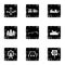 Kids games icons set, grunge style