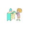 Kids ginger baby girl daily activity chore routine cartoon illustration