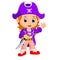 Kids girl pirate cartoon