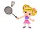 Kids girl playing badminton isolated