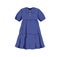 Kids girls summer dress with collar, buttons and sleeves. Little childs clothes. Modern small girly apparel, wearing