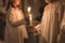 Kids are handling candles in the traditionall dresses. Celebration of Lucia day in Sweden.