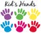 Kids handprints in six colors