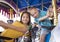 Kids having fun on a carnival Carousel