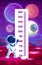 Kids height chart, cartoon astronaut and planets