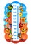 Kids height chart with cartoon fruits pirates ship