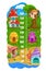 Kids height chart, cartoon houses, growth measure