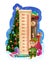 Kids height chart with Christmas tree and cute elf